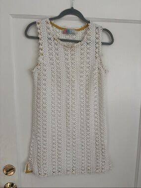 Free People White Crochet Mini Dress
